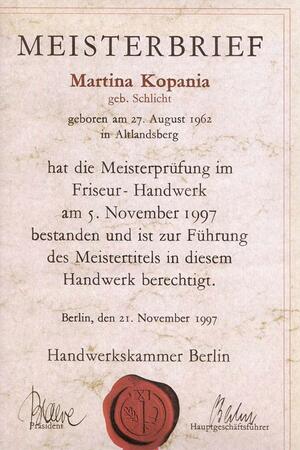 Meisterbrief - Martina Kopania